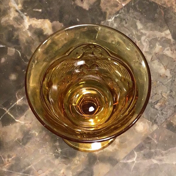 Vintage Amber Gold Footed Goblet, L.E. Smith Glass - Picture 4 of 5